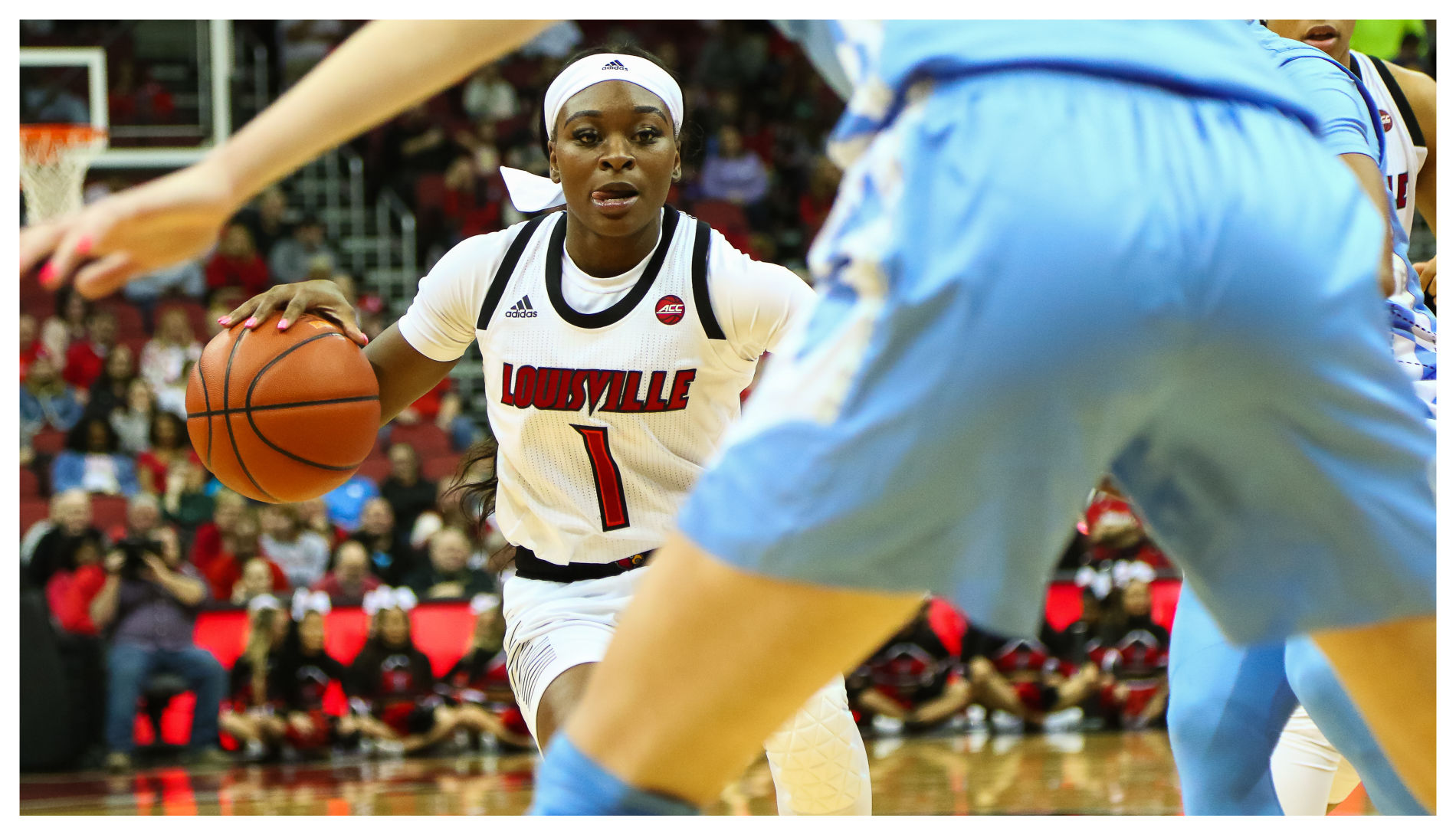 Dana Evans drives against North Carolina
